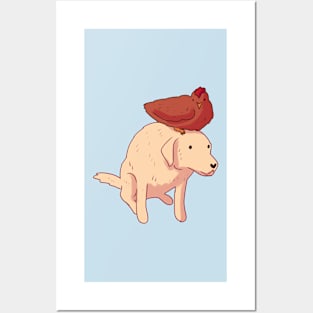 Labrador and chicken friends Posters and Art